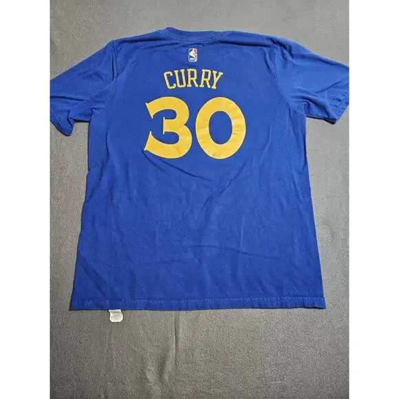 Stephen Curry Shirt Youth XL Blue Yellow Golden State Warriors Adidas NBA - Picture 6 of 7